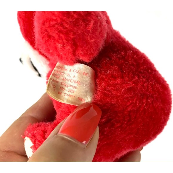 Vintage Russ Red Teddy Bear With Polka Dot Tie 6" - Picture 11 of 13